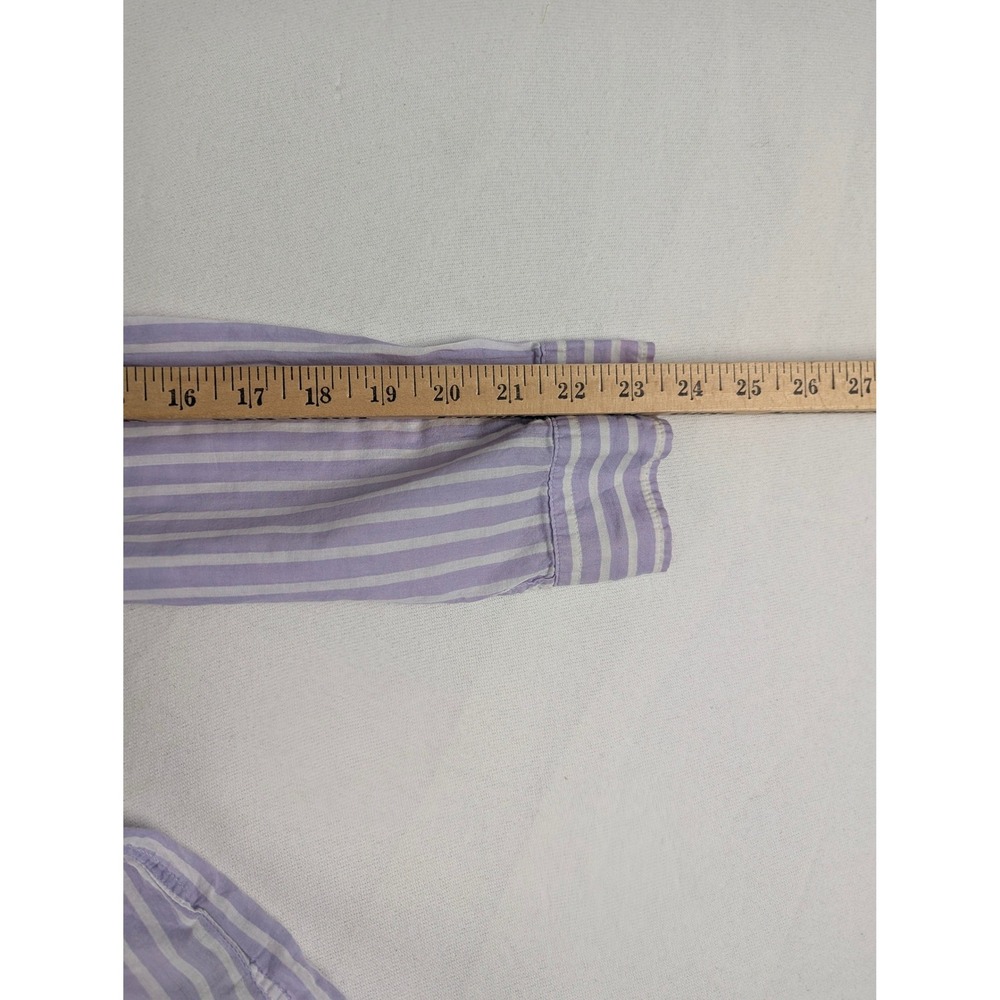 Lauren Ralph Lauren Womens Purple White Striped Cotton Button Down Shirt Large - Picture 10 of 11
